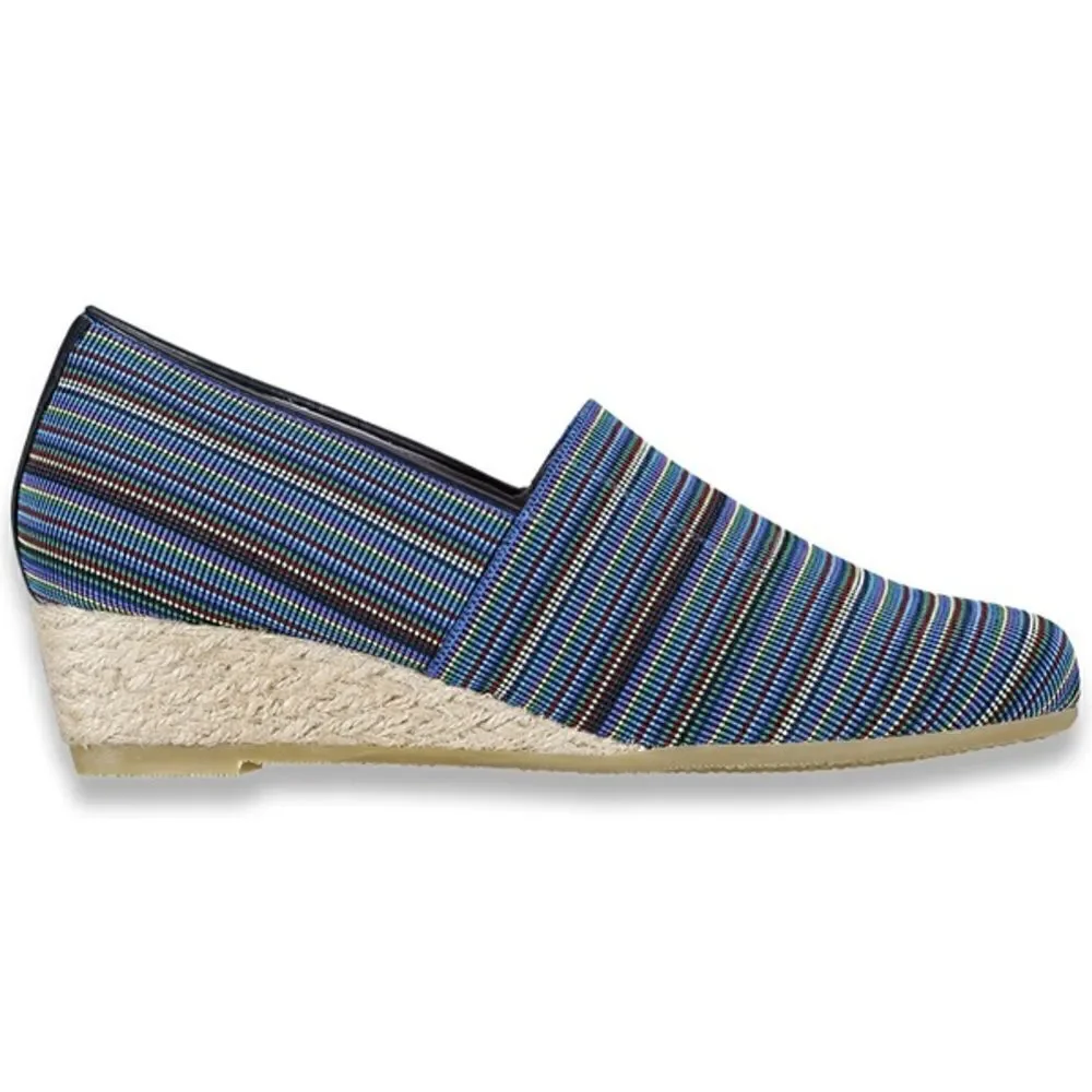 SAS  | Becky - Jute-Wrapped Wedge in Bright Blue Stripe Made in Italy | 8WW